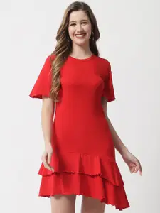 The Dry State Women Red Solid Cotton Sheath Dress