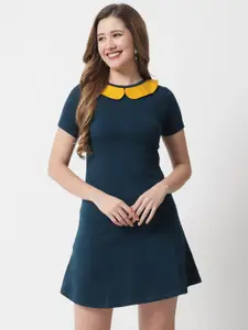 The Dry State Teal Peter Pan Collar A-Line Dress