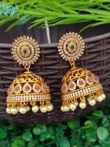 GRIIHAM Gold-Plated Dome Shaped Jhumkas Earrings
