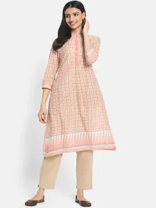 Fabindia Women Coral Geometric Printed Kurta