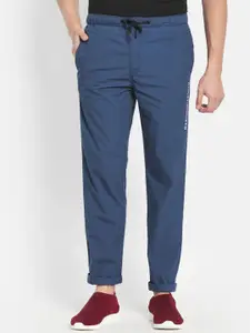 Octave Men Blue Solid Cotton Track Pants