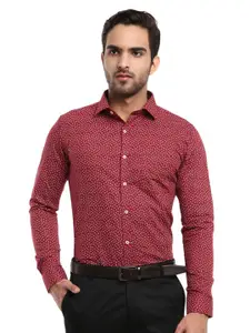 V-Mart Men Red Standard Micro Printed Formal Shirt