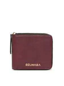 Belwaba Women Burgundy Textured PU Two Fold Wallet