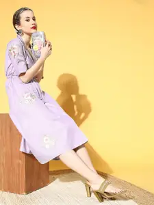 Sangria Women Lavender Floral All In The Details Dress