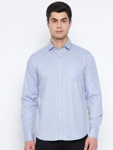 Duke Men Blue Slim Fit Printed Casual Shirt