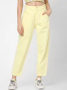 ONLY Women Yellow Straight Fit High-Rise Cotton Jeans
