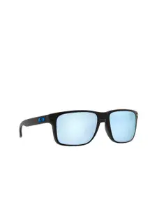 OAKLEY Men Blue Lens & Black Square Sunglasses with Polarised Lens 888392545602