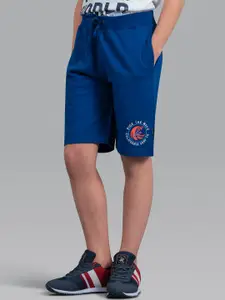 Beverly Hills Polo Club Boys Blue Regular Fit Solid Cotton Sports Shorts