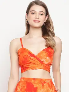 EROTISSCH Women Orange Printed Beachwear Tops