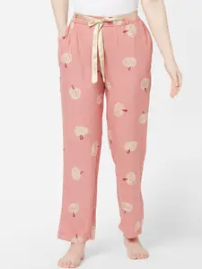 Sweet Dreams Women Pink Printed Cotton Lounge Pants