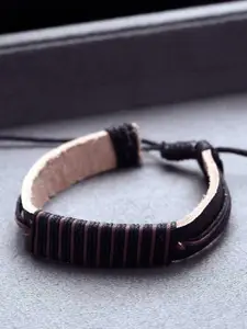 Dare by Voylla Men Black & Brown Leather Wrap Bracelet