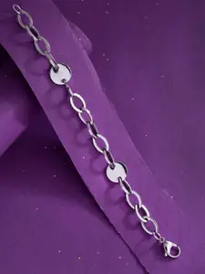 Dare by Voylla Men Silver-Toned Silver-Plated Link Bracelet