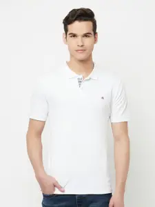 Crimsoune Club Men White Polo Collar Slim Fit Outdoor T-shirt