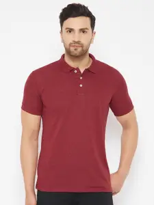 THE MILLION CLUB Men Maroon Printed Polo Collar T-shirt
