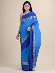 Laa Calcutta Women Blue Pure Cotton Taant Saree