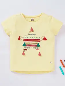 Ed-a-Mamma Girls Yellow Printed T-shirt