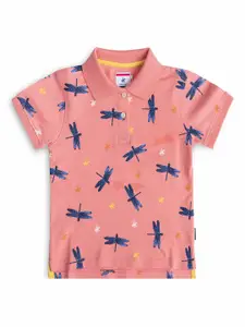 Beverly Hills Polo Club Girls Pink Printed Polo Collar T-shirt