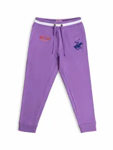 Beverly Hills Polo Club Boys Purple Solid Cotton Track Pants