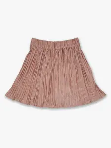 United Colors of Benetton Girls Gold-Coloured Flared Mini Skirt