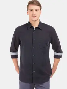 AD By Arvind Navy Blue Slim Fit Casual Shirt