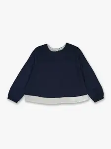 United Colors of Benetton Girls Navy Blue & Grey Solid Top