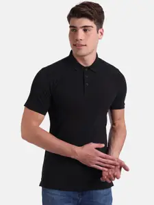United Colors of Benetton Men Black Mandarin Collar Applique T-shirt