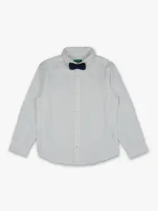 United Colors of Benetton Boys White Cotton Casual Shirt