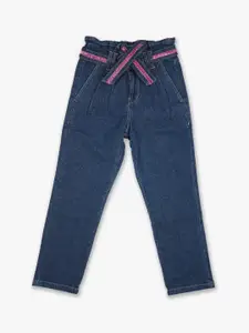United Colors of Benetton Girls Navy Blue High-Rise Low Distress Jeans