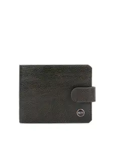 Belwaba Men Olive Green Textured Leather Two Fold Wallet