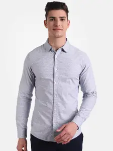 United Colors of Benetton Men Grey Slim Fit Floral Printed Casual Shirt
