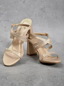 Jove Gold-Toned Embellished Block Heels