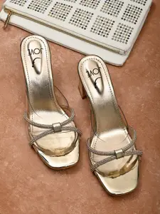 Jove Gold-Toned PU Block Sandals