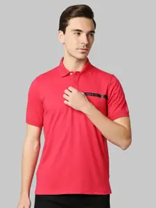 Park Avenue Men Red Polo Collar Slim Fit T-shirt