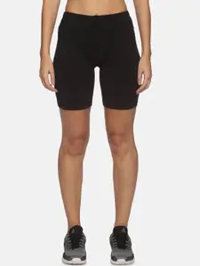 NOT YET by us Women Black Slim Fit Outdoor Cycling Sports Shorts