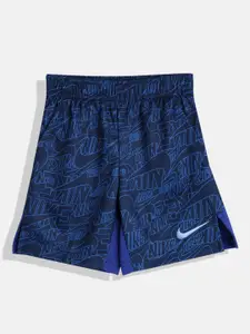 Nike Boys Navy Blue Read Print Dri-Fit Shorts