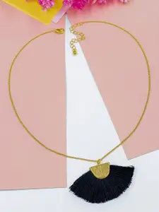 Bellofox Gold-Toned & Black Tasselhead Pendant With Chains
