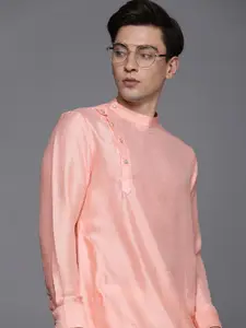Manyavar Men Coral Angrakha Kurta with Pyjamas