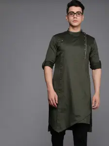 Manyavar Men Green Solid Straight Kurta