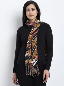 Wicked Stitch Women Brown & White Printed Scarf