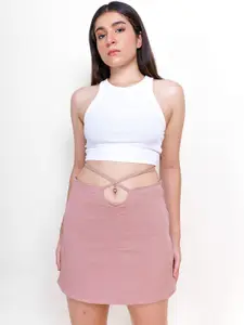 FREAKINS Women Pink Solid Mini Skirt