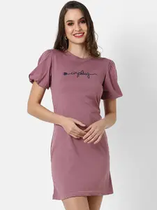 Campus Sutra Rose Printed Cotton T-shirt Dress