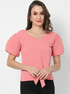 Campus Sutra Women Pink Crepe Top