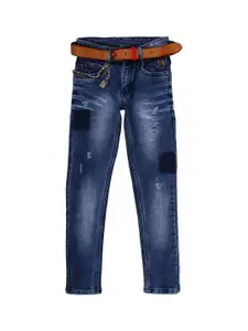 V-Mart Boys Blue Low Distress Light Fade Jeans