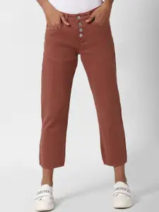 FOREVER 21 Women Maroon Mid-rise Jeans