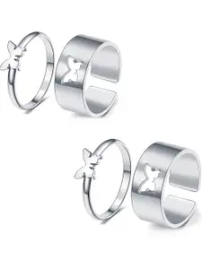 Vembley Pack of 2 Silver-Plated Couple Ring