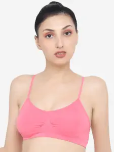 XOXO Design Pink Solid Non Wired Full Coverage Workout Bra