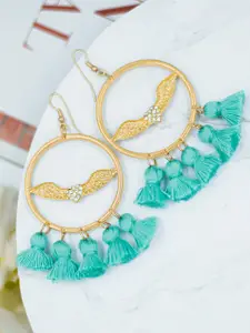 Bellofox Blue & Gold-Toned Contemporary Drop Earrings