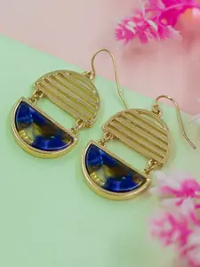 Bellofox Gold-Toned & Blue Contemporary Drop Earrings