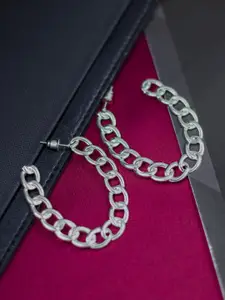 Bellofox Silver-Toned Contemporary Half Hoop Earrings