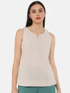 GRASS by Gitika Goyal Beige Solid Pure Cotton Top